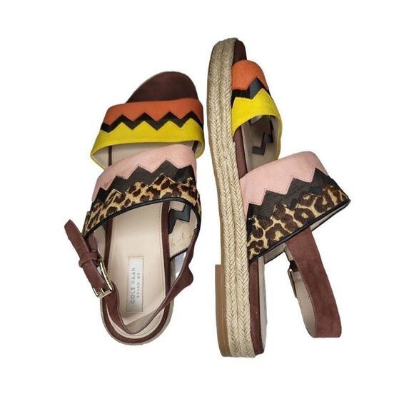 Cole Haan Cloudfeel Espadrille Sandals Women Sz 8 b Flat Multicolor Soutwestern - Picture 6 of 6